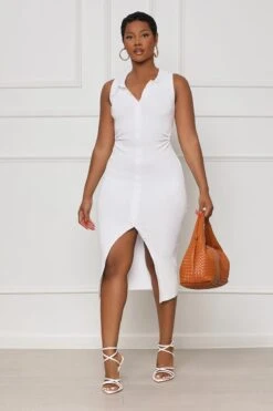 Summer Daze Cut Out Shirt Dress (White) -Lilly's Kloset lilly5 23 2325749