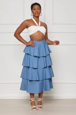 Let's Getaway Halter Top Skirt Set (White Multi) -Lilly's Kloset lilly5 23 2325802