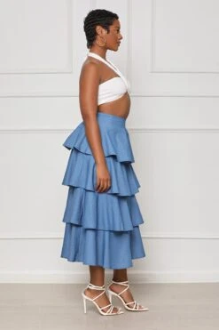 Let's Getaway Halter Top Skirt Set (White Multi) -Lilly's Kloset lilly5 23 2325810