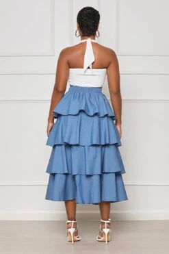 Let's Getaway Halter Top Skirt Set (White Multi) -Lilly's Kloset lilly5 23 2325811