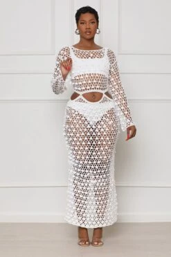Moroccan Nights Crochet Cover Up (White)