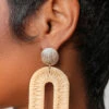 Gold Arch Drop Earrings (Brown)