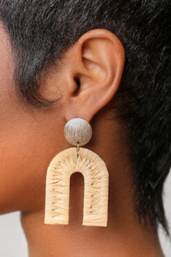 Gold Arch Drop Earrings (Brown)