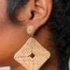 Abstract Oversized Straw Earrings (Brown)