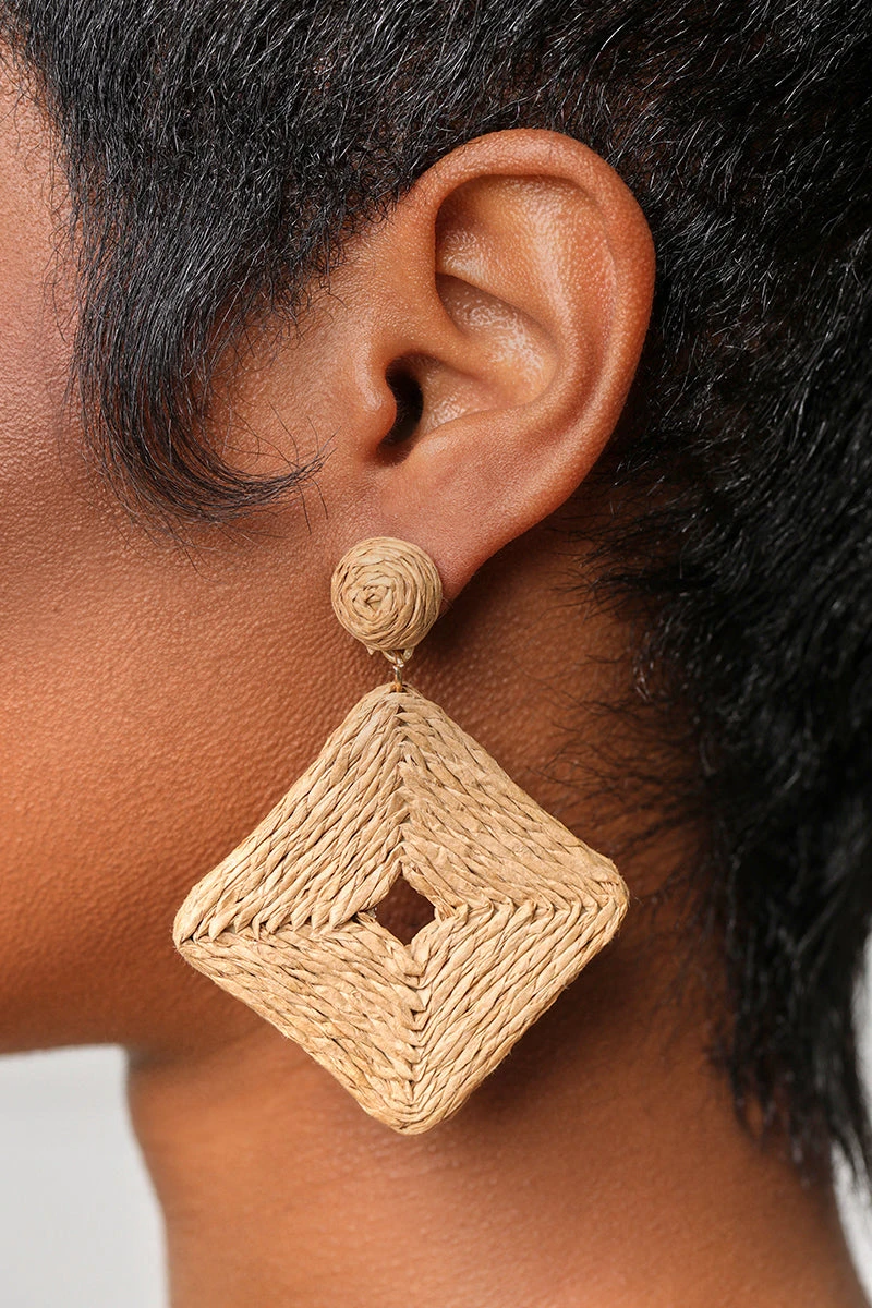 Abstract Oversized Straw Earrings (Brown) 1 Abstract Oversized Straw Earrings (Brown)