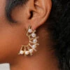 Gold Pearl Semi Circle Earrings