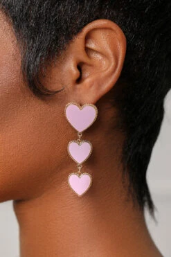 Purple Heart Drop Earrings