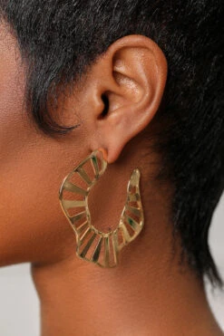 Gold Stripe Hoop Earrings