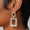Rhinestone Geometric Drop Earrings