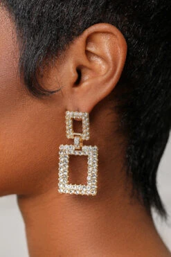 Rhinestone Geometric Drop Earrings