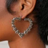 Silver Heart Shaped Earrings