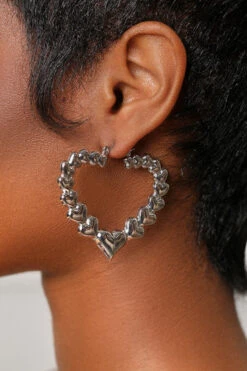 Silver Heart Shaped Earrings