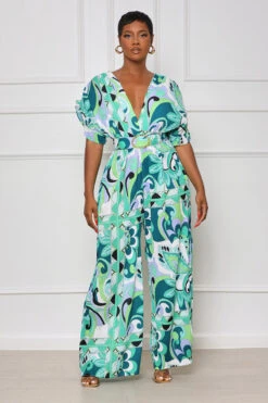 Summer Blooming Plisse Jumpsuit (Green Multi) 7 Summer Blooming Plisse Jumpsuit (Green Multi) -Lilly's Kloset lilly5 31 2330000