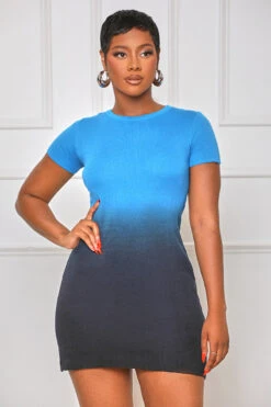 True Colors Ombre Mini Dress (Blue Multi)