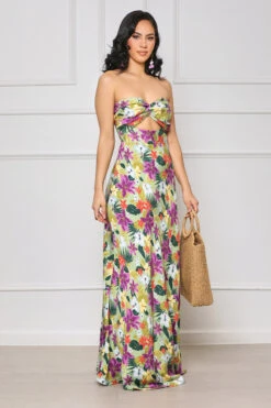 Floral Emotions Cut Out Maxi Dress (Green Multi)