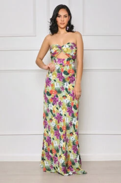 Floral Emotions Cut Out Maxi Dress (Green Multi) -Lilly's Kloset lilly5 31 2330220