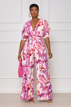 Summer Blooming Plisse Jumpsuit (Pink Multi)