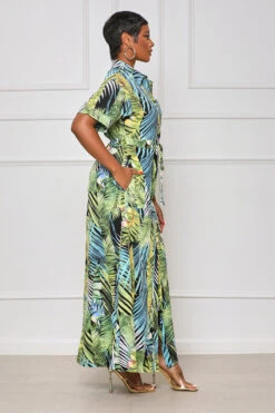 Just Paradise Button Down Kimono (Green Multi) -Lilly's Kloset lilly5 31 2330374