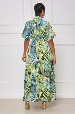 Just Paradise Button Down Kimono (Green Multi) -Lilly's Kloset lilly5 31 2330384