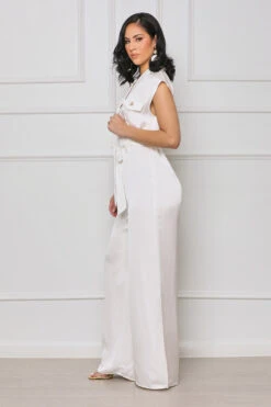 Fine Print Wide Leg Jumpsuit (White) -Lilly's Kloset lilly5 31 2330402