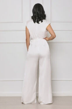 Fine Print Wide Leg Jumpsuit (White) -Lilly's Kloset lilly5 31 2330410
