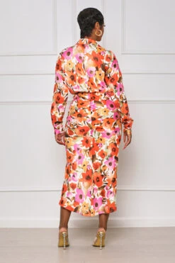 Bed Of Flowers Button Down Midi Dress (Pink Multi) -Lilly's Kloset lilly5 31 2330461