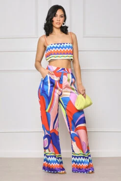 Bright Nights Crop Pants Set (Blue Multi) -Lilly's Kloset lilly5 31 2330487