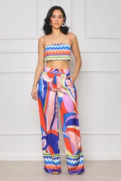 Bright Nights Crop Pants Set (Blue Multi)