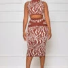 Your Attention Tiger Stripped Skirt Set (Brown Multi)
