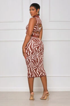Your Attention Tiger Stripped Skirt Set (Brown Multi) -Lilly's Kloset lilly5 31 2330543