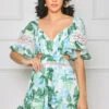 Bring Me Flowers Cut Out Romper (Green Multi)- FINAL SALE