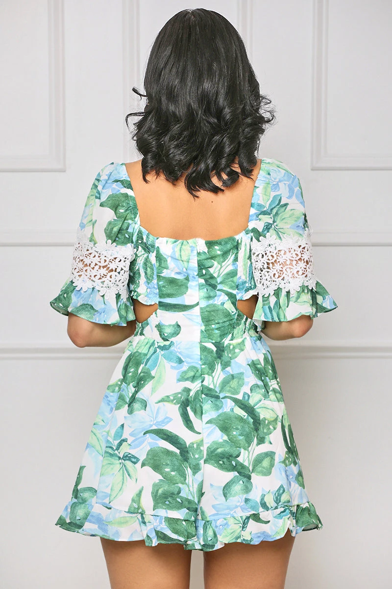 Bring Me Flowers Cut Out Romper (Green Multi)- FINAL SALE 5 Bring Me Flowers Cut Out Romper (Green Multi)- FINAL SALE - Image 5