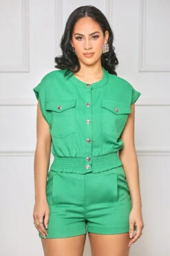 Say No More Knit Shorts Set (Green)- FINAL SALE