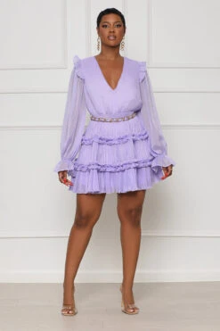 First Best Plunge Ruffle Mini Dress (Purple)- FINAL SALE -Lilly's Kloset lilly5 4 2316112