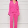 Sunday Funday Plisse Pants Set (Pink)- FINAL SALE