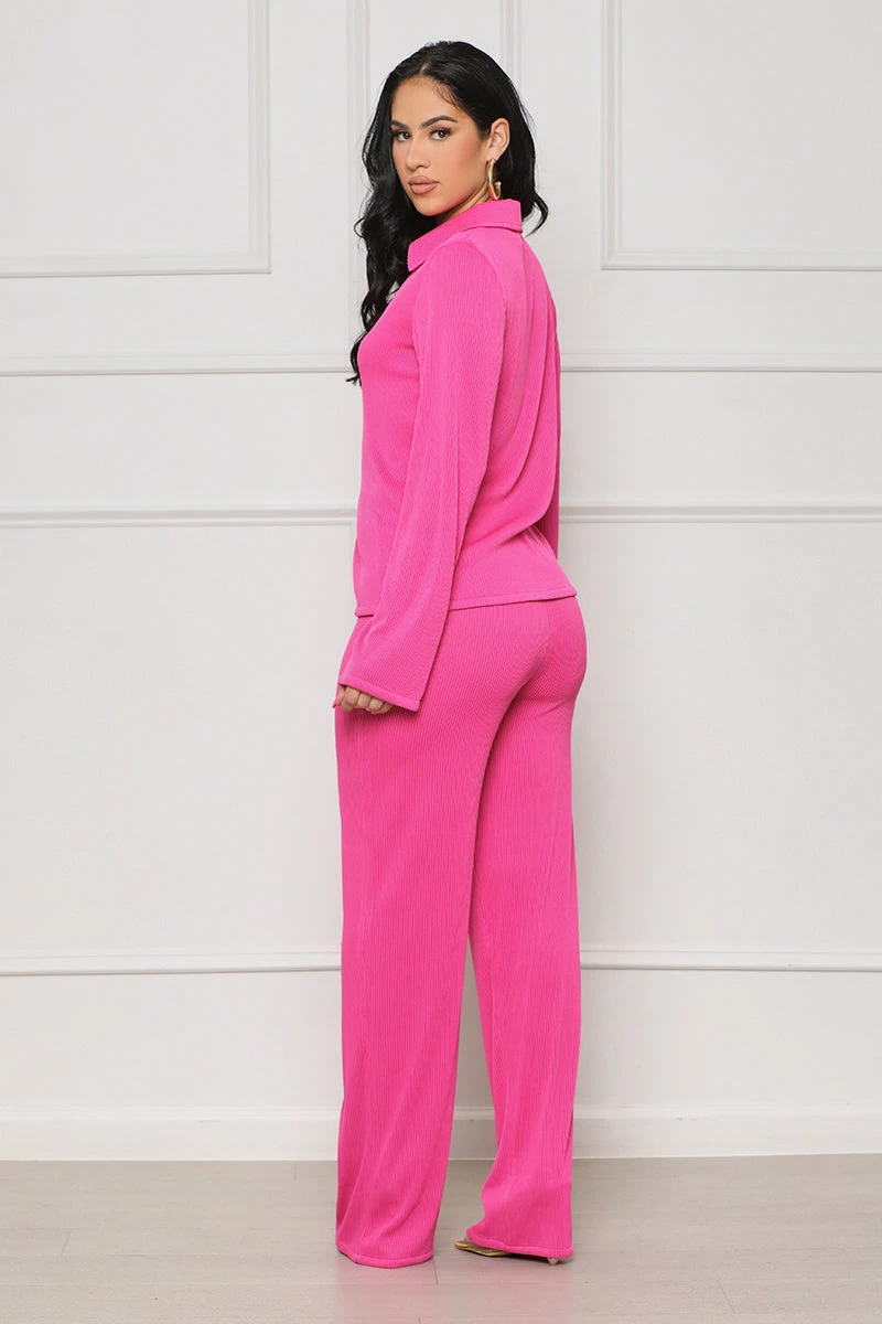 Sunday Funday Plisse Pants Set (Pink)- FINAL SALE 2 Sunday Funday Plisse Pants Set (Pink)- FINAL SALE - Image 2
