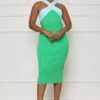 Busy Brunching Cut Out Midi Dress (Green Multi)- FINAL SALE