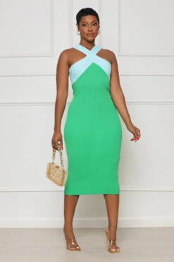 Busy Brunching Cut Out Midi Dress (Green Multi)- FINAL SALE -Lilly's Kloset lilly5 4 2316536