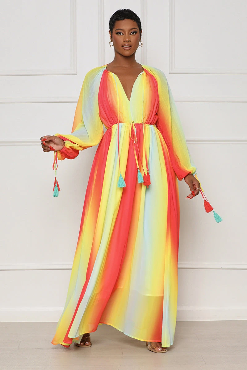 Sweet Sunsets Maxi Dress (Yellow Multi)- FINAL SALE 2 Sweet Sunsets Maxi Dress (Yellow Multi)- FINAL SALE - Image 2