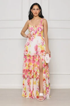 Moment Of Time Sweetheart Maxi Dress (White Multi)- FINAL SALE