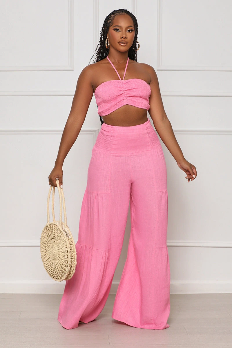 Favorite Moment Halter Top Pants Set (Pink) 1 Favorite Moment Halter Top Pants Set (Pink)