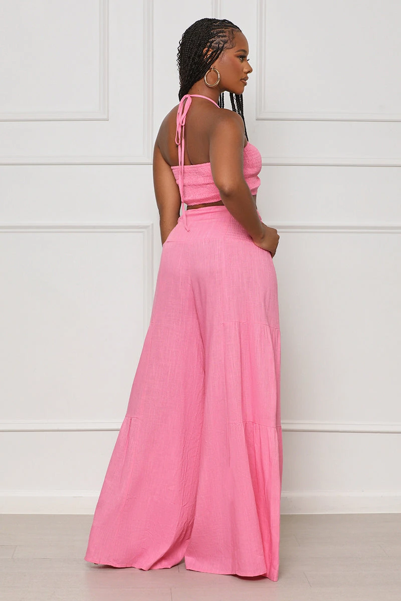 Favorite Moment Halter Top Pants Set (Pink) 2 Favorite Moment Halter Top Pants Set (Pink) - Image 2