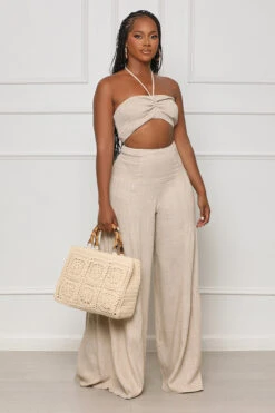 Favorite Moment Halter Top Pants Set (Cream) -Lilly's Kloset lilly6 13 2335517