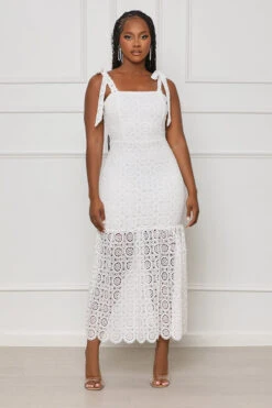 Irresistible You Embroidery Midi Dress (White)