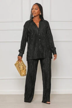 Main Star Plisse Pants Set (Black) -Lilly's Kloset lilly6 13 2335719