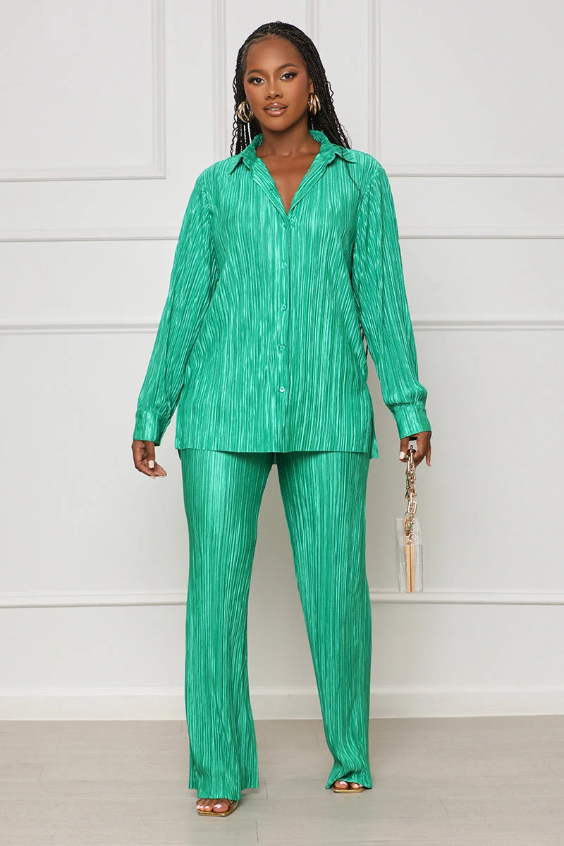 Main Star Plisse Pants Set (Green) 2 Main Star Plisse Pants Set (Green) - Image 2