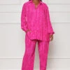 Main Star Plisse Pants Set (Fuchsia)