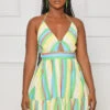 Samba Strut Striped Halter Dress (Yellow Multi)