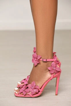 Romi Lace Up Flower Heel (Pink) -Lilly's Kloset lilly6 13 2336723