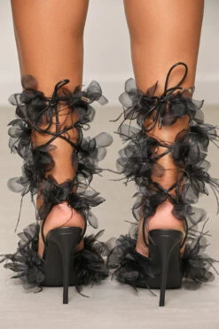 Elkin Flower Lace Up Heel (Black) 7 Elkin Flower Lace Up Heel (Black) -Lilly's Kloset lilly6 13 2336758